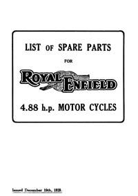1928 Royal Enfield 4.88hp parts list