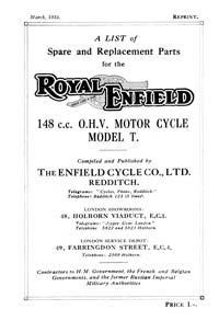 1934 Royal Enfield Model T parts book