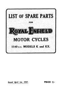 1937 Royal Enfield K & KX parts book 