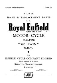 1949-1950 Royal Enfield 500 Twin parts book