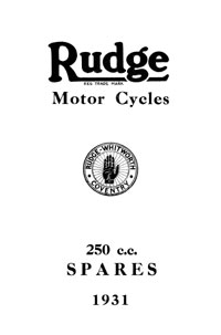 1931 Rudge 250cc model parts book