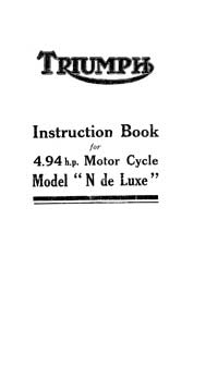 Triumph N de Luxe 4.94 H.P instruction book