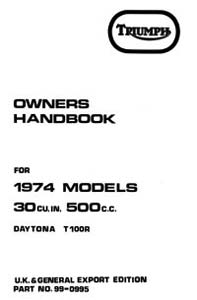 1974 Triumph unit 500cc UK Handbook