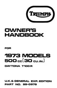 1973 Triumph unit 500cc UK Handbook