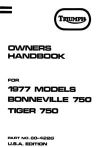 1977 Triumph unit 750cc USA Handbook