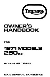 Triumph 1971 UK Trophy TR25W Owners handbook