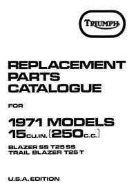 Triumph 1971 Blazer SS T25 & T25T parts list 