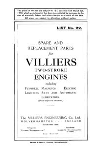 1922-1940 Villiers parts list