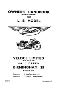 Velocette L.E. Mark II owners handbook