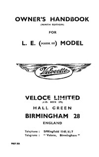 Velocette L.E. Mark III owners handbook
