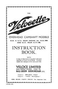 1935 Velocette KSS KTS KTT instruction book