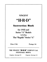 1935 Vincent Series 'A' Instruction book 